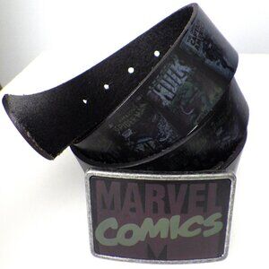 Marvel Comics Belt Genuine Leather Mens Size 36 Graphic Brown Super Heroes NWT